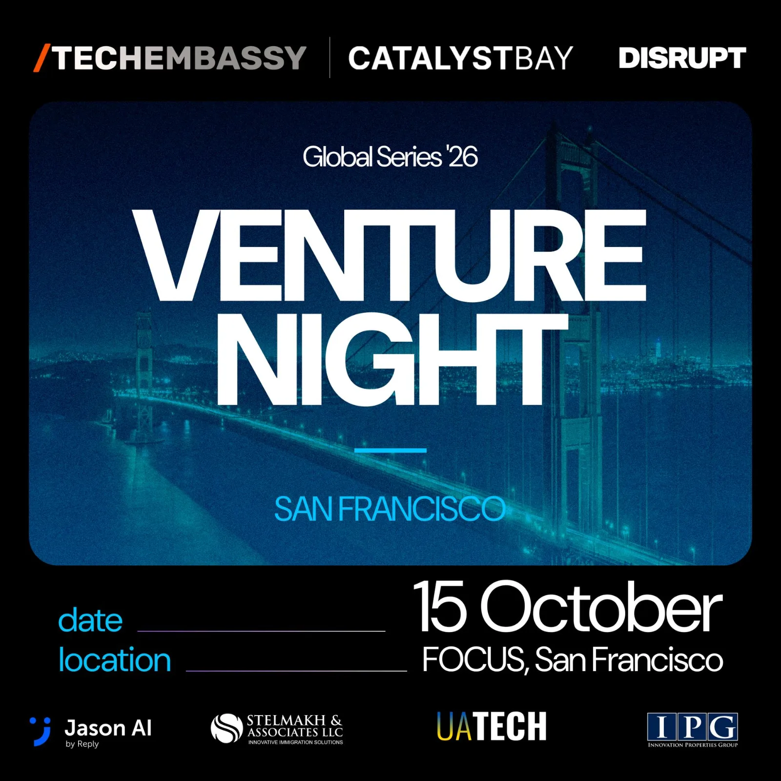 Venture Night@TechCrunch Disrupt 2026 – The Ultimate Startup & Investor Experience!